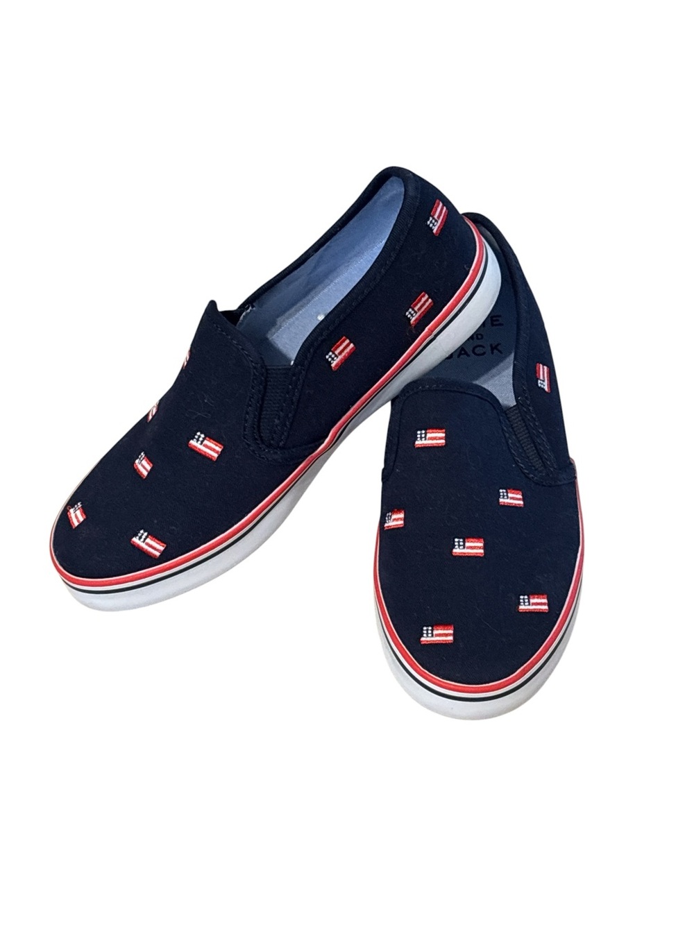 Janie and Jack embroidered flag slip on sneakers